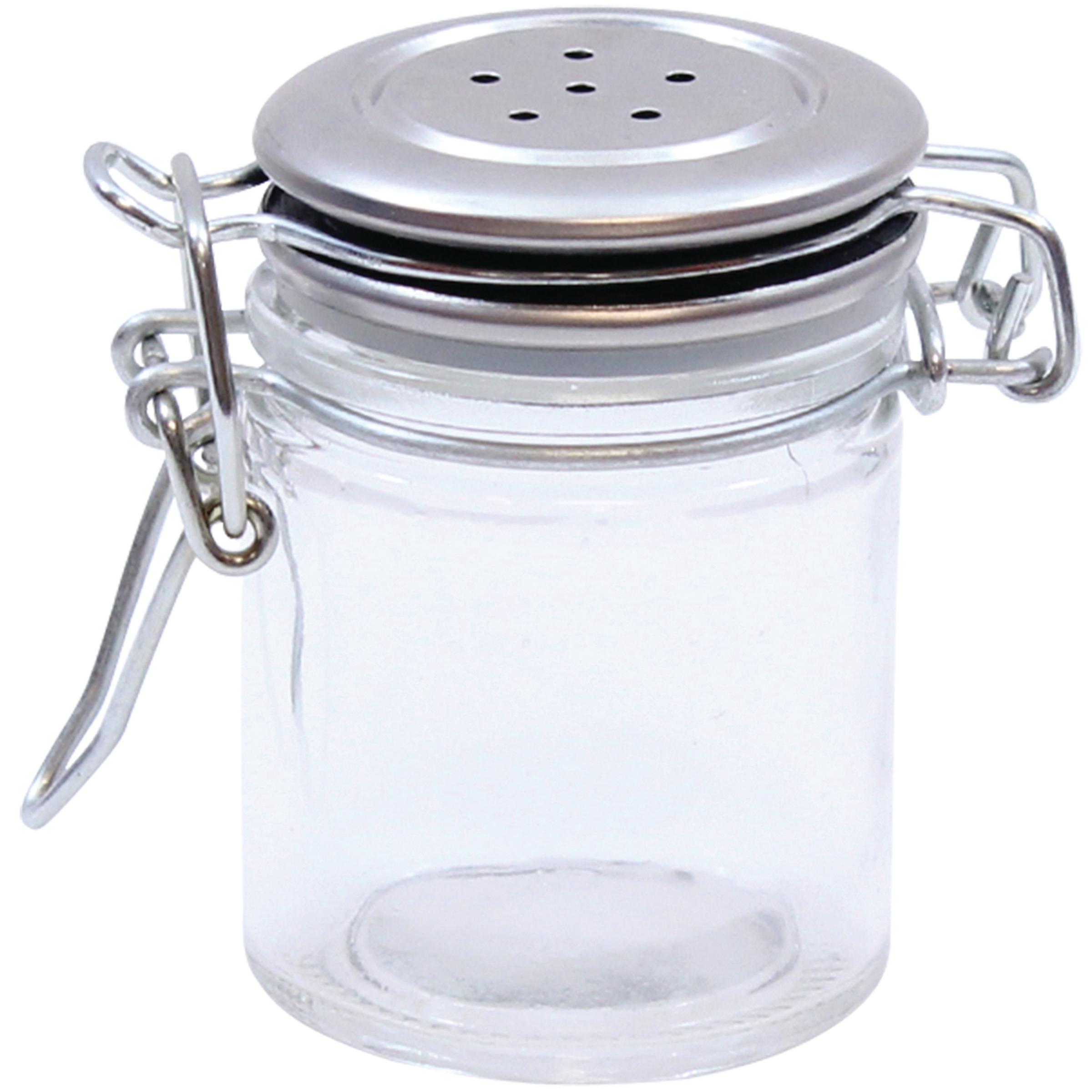 Salt & Pepper Shaker 1.5 OZ Glass Clear Sealable Clip-On Dishwasher Safe 1/Each