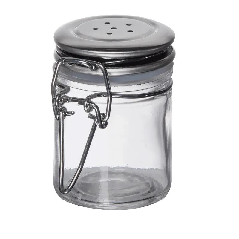 Salt & Pepper Shaker 1.5 OZ Glass Clear Sealable Clip-On Dishwasher Safe 1/Each
