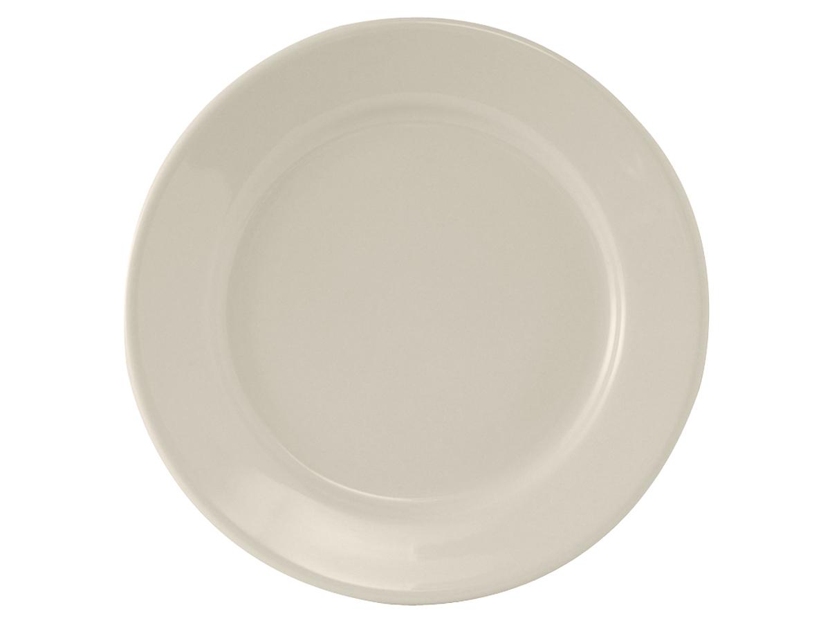 Reno Plate 11.125 IN China Eggshell Round Wide Rim Rolled Edge Fully Vitrified 12/Case