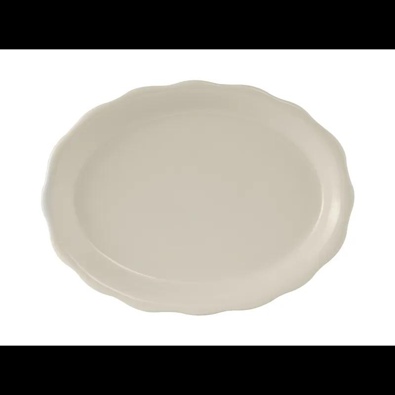 Shell Platter 12.625X9.375 IN China Eggshell Oval Scalloped Fully Vitrified 1/Case