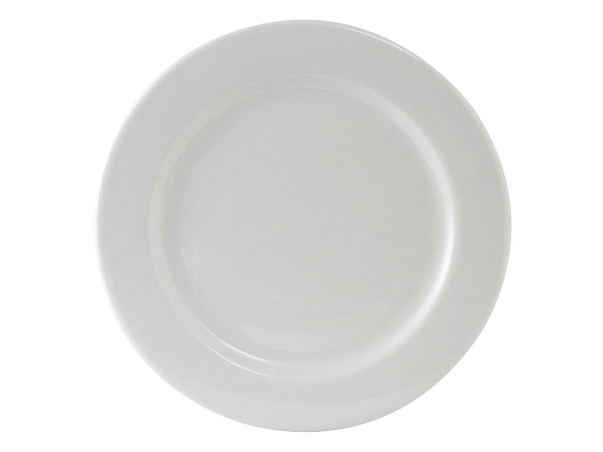 Alaska Plate 10.5 IN China Porcelain White Round Wide Rim Rolled Edge Fully Vitrified 12/Case