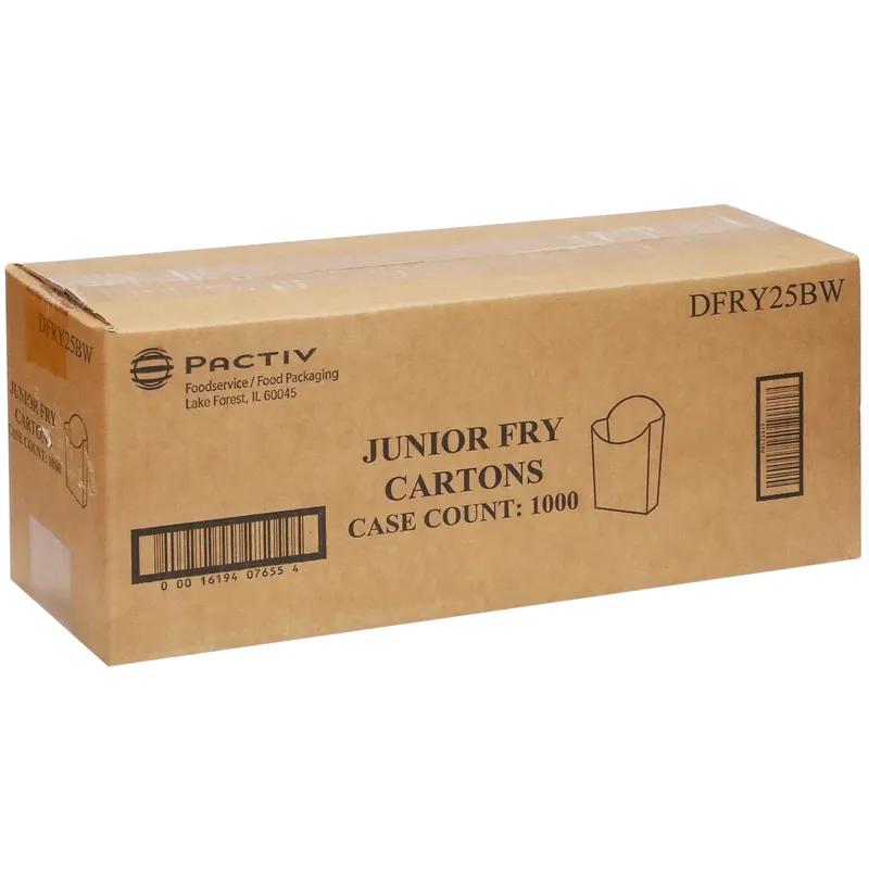 French Fry Take-Out Container Small (SM) 2.5 OZ 3.28X1.65X3.90 IN Paperboard White Red Basket Weave 1000/Case