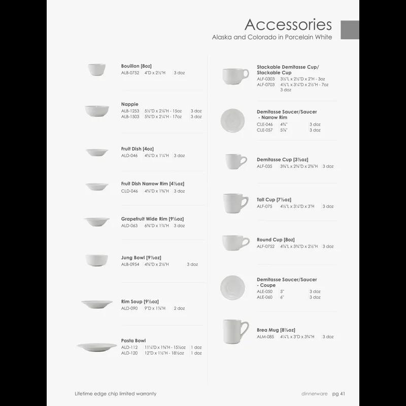 Alaska Pasta Bowl 12 IN 18.5 OZ China Porcelain White Round Fully Vitrified 12/Case