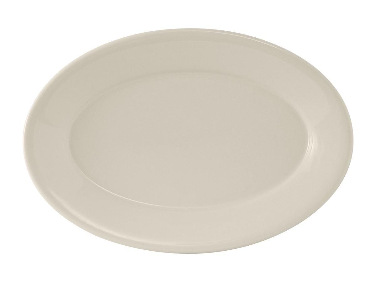 Reno Platter 14.125X10.25 IN China Eggshell Oval Wide Rim Rolled Edge Fully Vitrified 12/Case