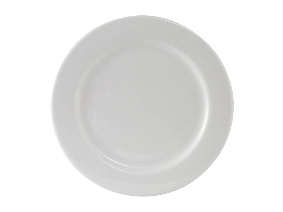 Alaska Plate 9.5 IN China Porcelain White Round Wide Rim Rolled Edge Fully Vitrified 24/Case