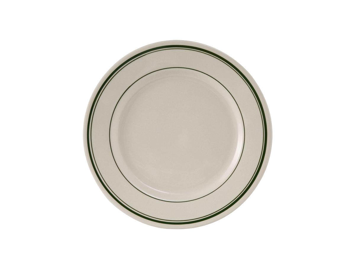 Green Bay Plate 7.125 IN China Eggshell Green Round Rolled Edge Banded Fully Vitrified 36/Case