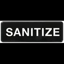 Sanitize Sign 9X3 IN Plastic White Black Self-Adhering 1/Each