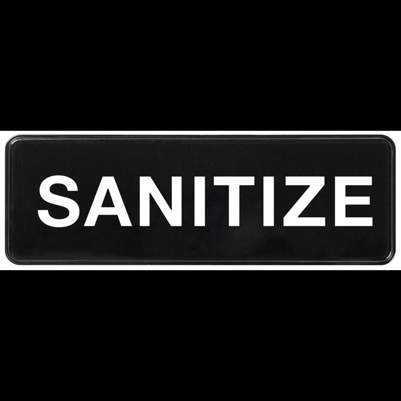 Sanitize Sign 9X3 IN Plastic White Black Self-Adhering 1/Each