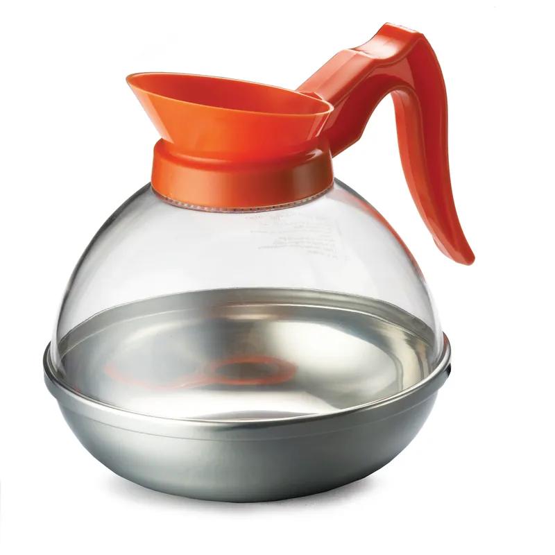 Coffee Pot/Decanter 8X6.5X6.5 IN 64 FLOZ Polyethylene Terephthalate Glycol (PETG) Metal Clear Orange 1/Each