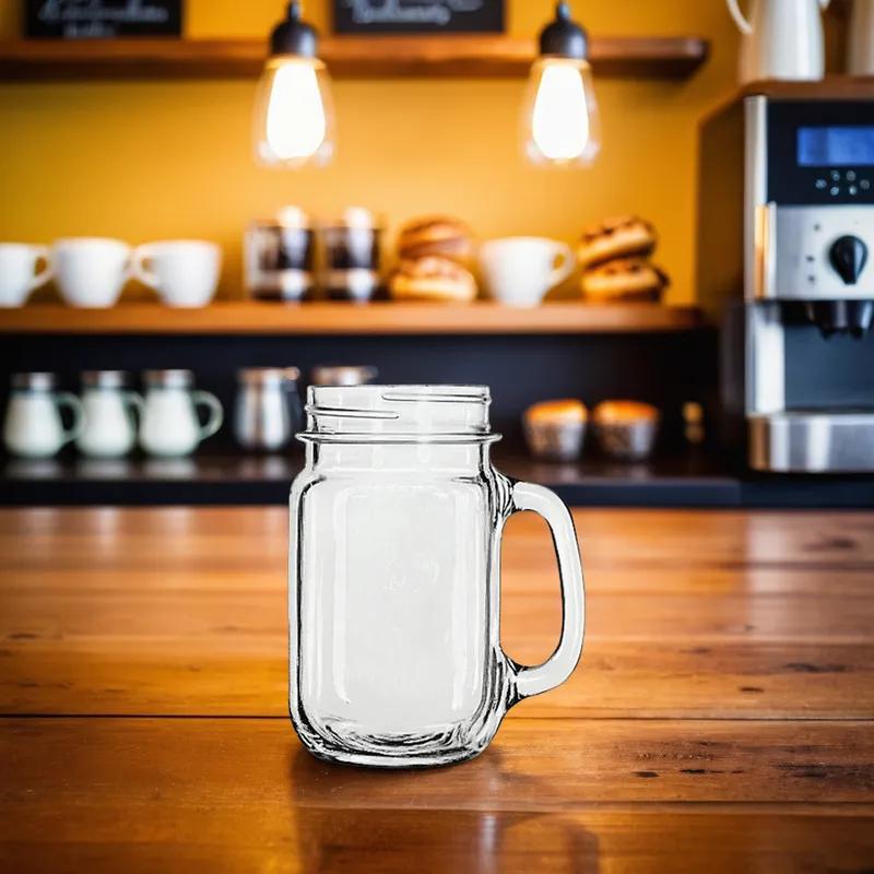 Drinking Jar 4.13X4.13X3.1X5.25 IN 16.5 FLOZ Glass Country Fair Plain 12/Case