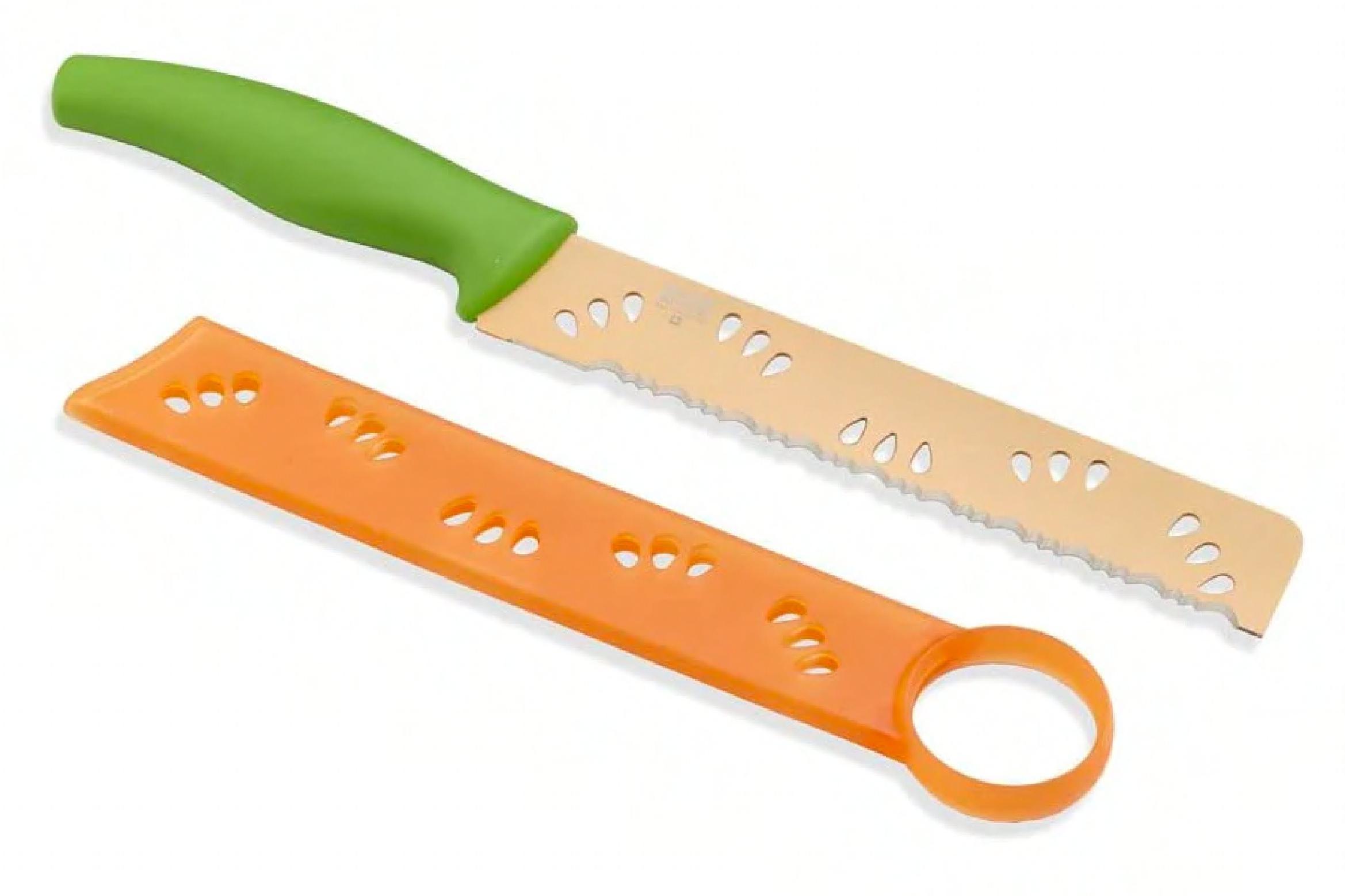 Melon Knife 14.75X1.75X0.75 IN Carbon Steel Polypropylene (PP) Orange Japanese Style Blade W/Sheath 1/Each