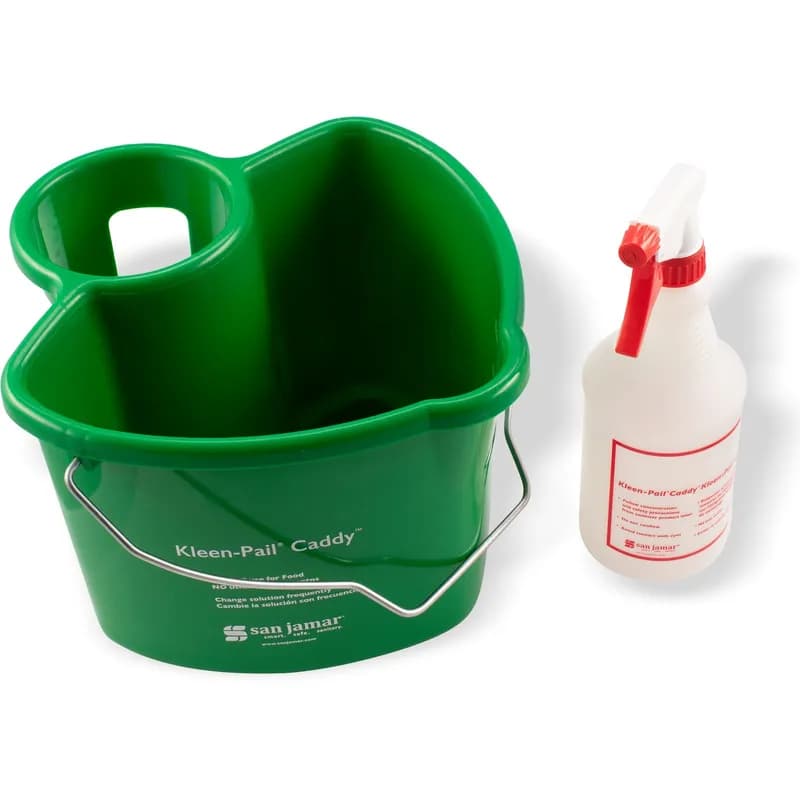 Kleen-Pail® Carry Caddy 10.50X11X8 IN Green PE W/Pail & Sanitizer Spray Bottle 1/Each