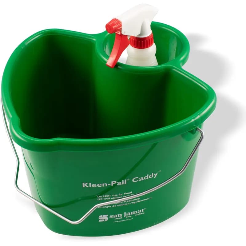 Kleen-Pail® Carry Caddy 10.50X11X8 IN Green PE W/Pail & Sanitizer Spray Bottle 1/Each