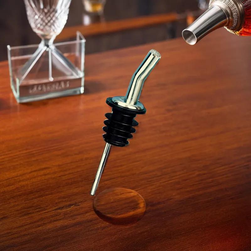 Liquor Pourer Chrome Plated Metal Spill-Stop 12/Pack