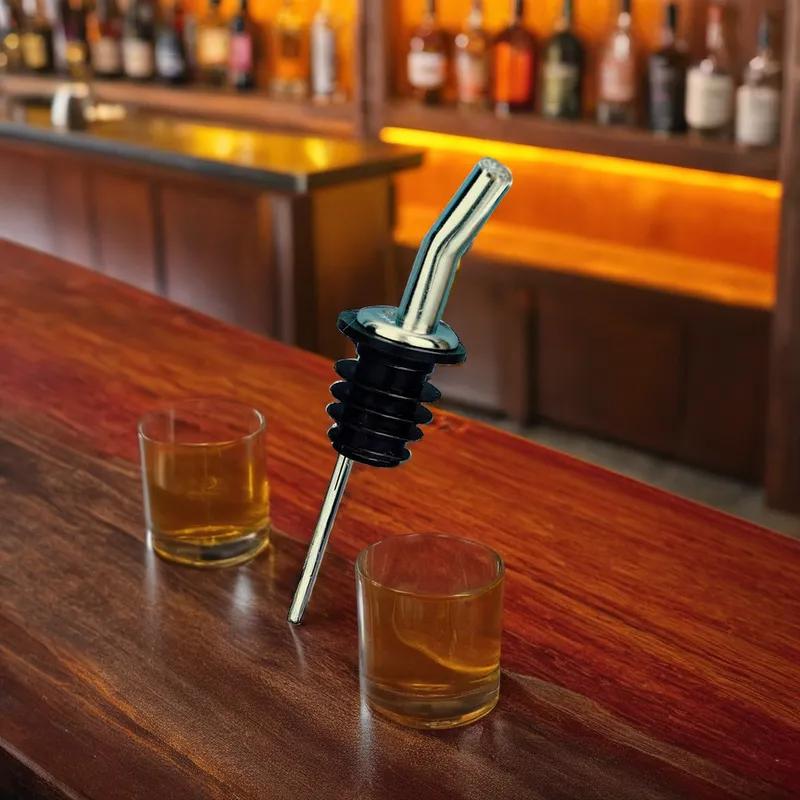 Liquor Pourer Chrome Plated Metal Spill-Stop 12/Pack