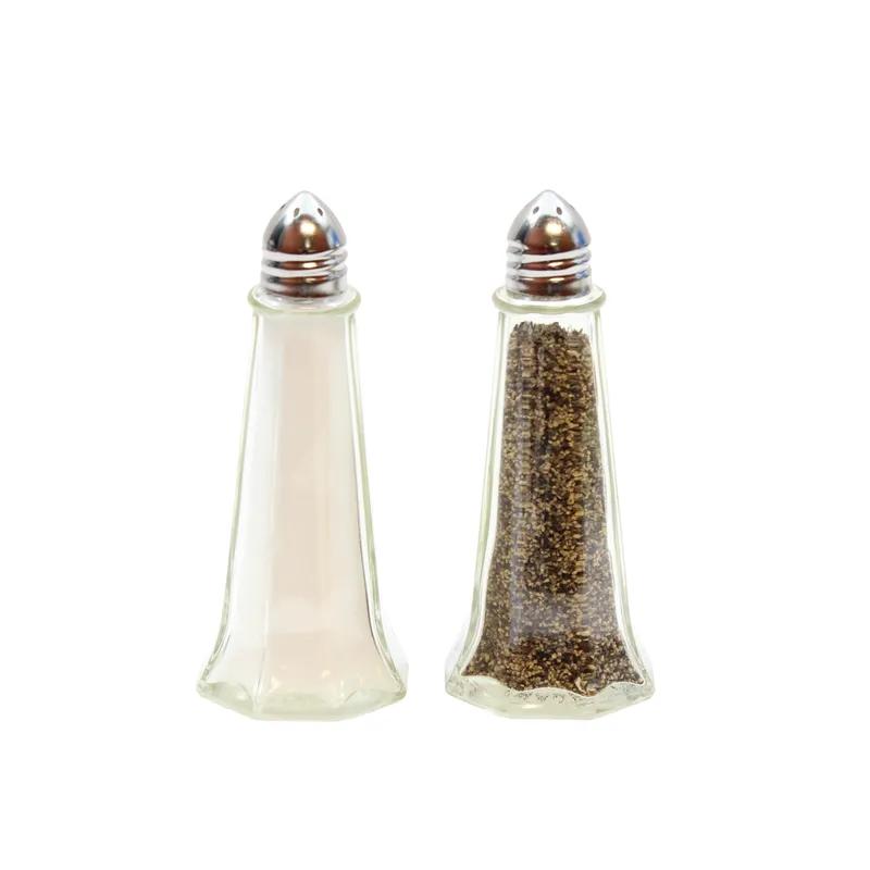 Salt & Pepper Shaker 1 OZ Glass Eiffel Tower Chrome Top 1/Each