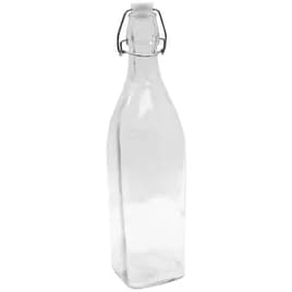 Bottle & Lid Combo 34 OZ 12.5X3.25X3.25 IN Glass Clear Square Swing Top Dishwasher Safe 1/Each
