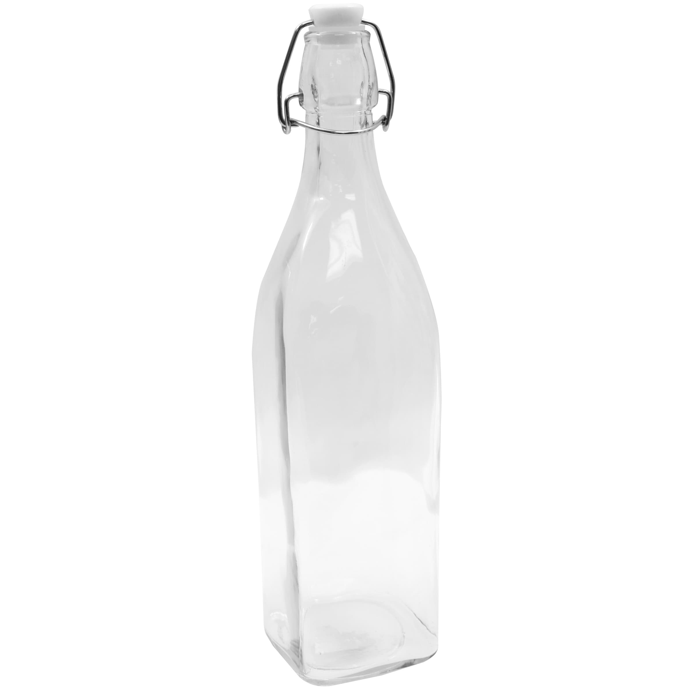 Bottle & Lid Combo 34 OZ 12.5X3.25X3.25 IN Glass Clear Square Swing Top Dishwasher Safe 1/Each