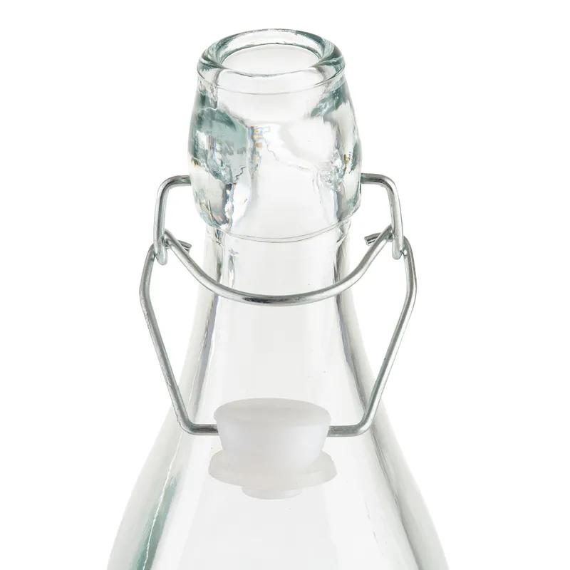 Bottle & Lid Combo 34 OZ 12.5X3.25X3.25 IN Glass Clear Square Swing Top Dishwasher Safe 1/Each