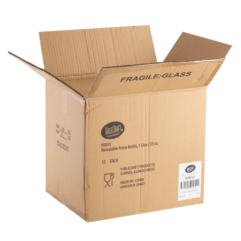 Bottle & Lid Combo 34 OZ 12.5X3.25X3.25 IN Glass Clear Square Swing Top Dishwasher Safe 1/Each