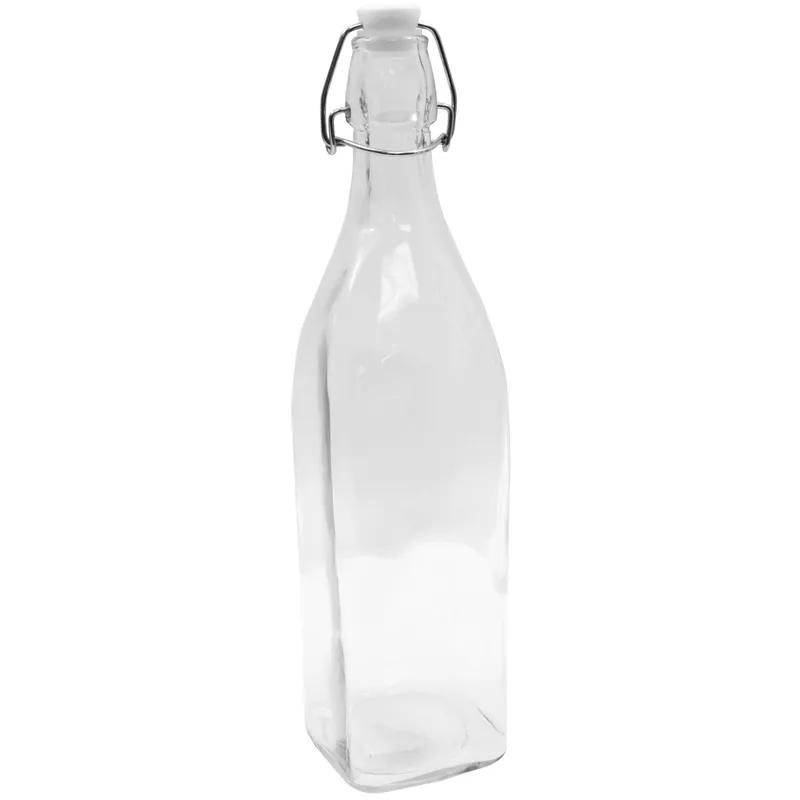 Bottle & Lid Combo 34 OZ 12.5X3.25X3.25 IN Glass Clear Square Swing Top Dishwasher Safe 1/Each