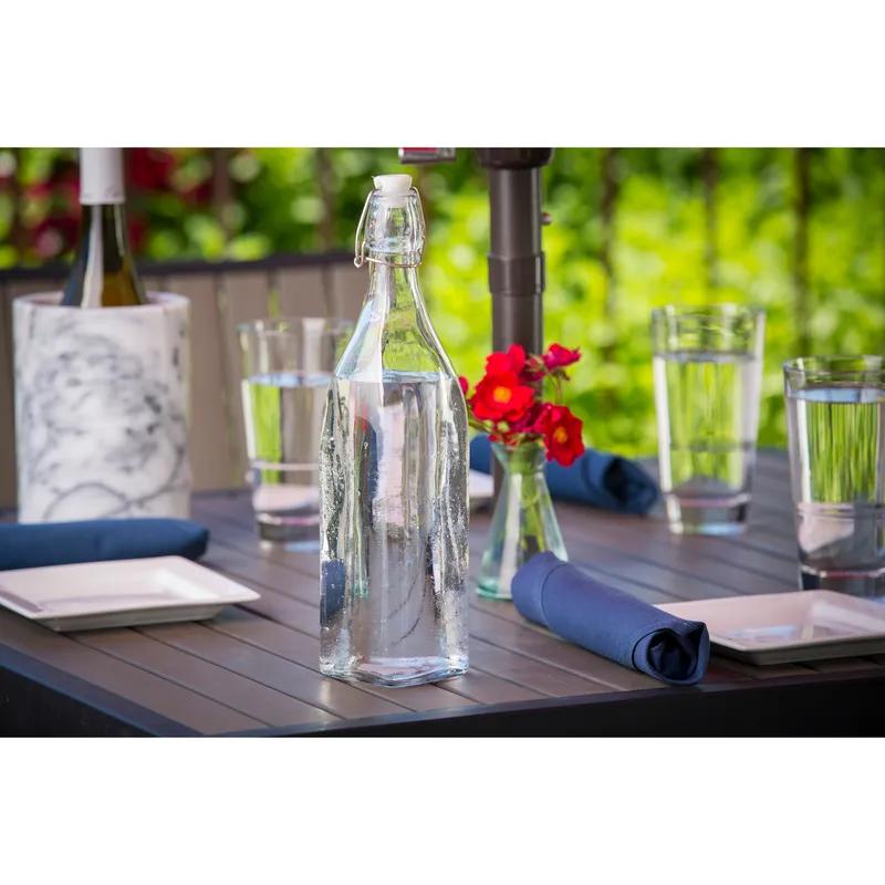 Bottle & Lid Combo 34 OZ 12.5X3.25X3.25 IN Glass Clear Square Swing Top Dishwasher Safe 1/Each