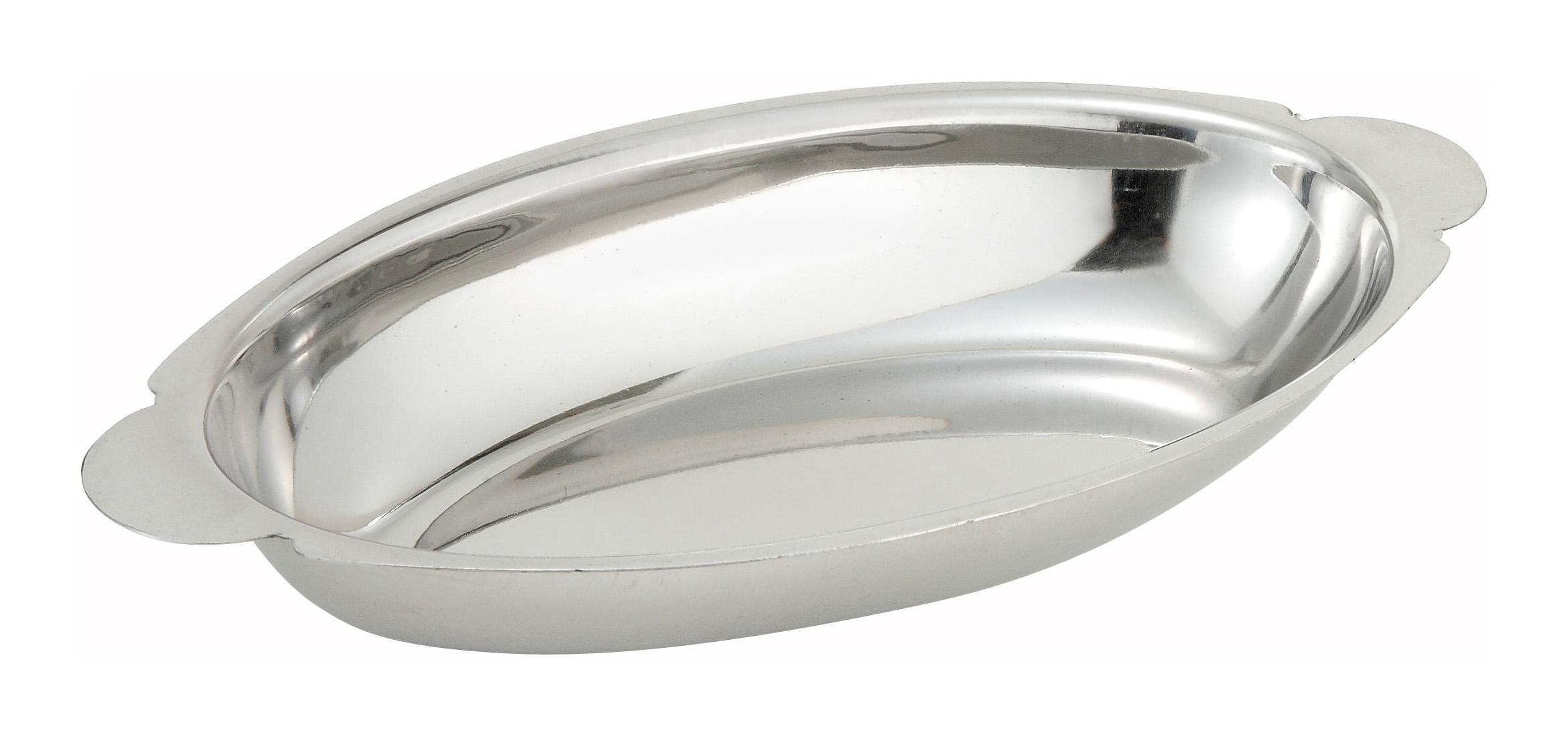 Au Gratin Dish 12 OZ Stainless Steel Oval 1/Each
