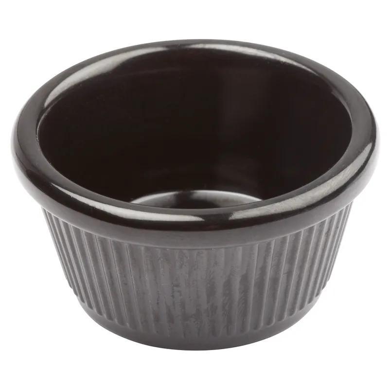 Ramekin 2 OZ Melamine Black Fluted 12/Pack