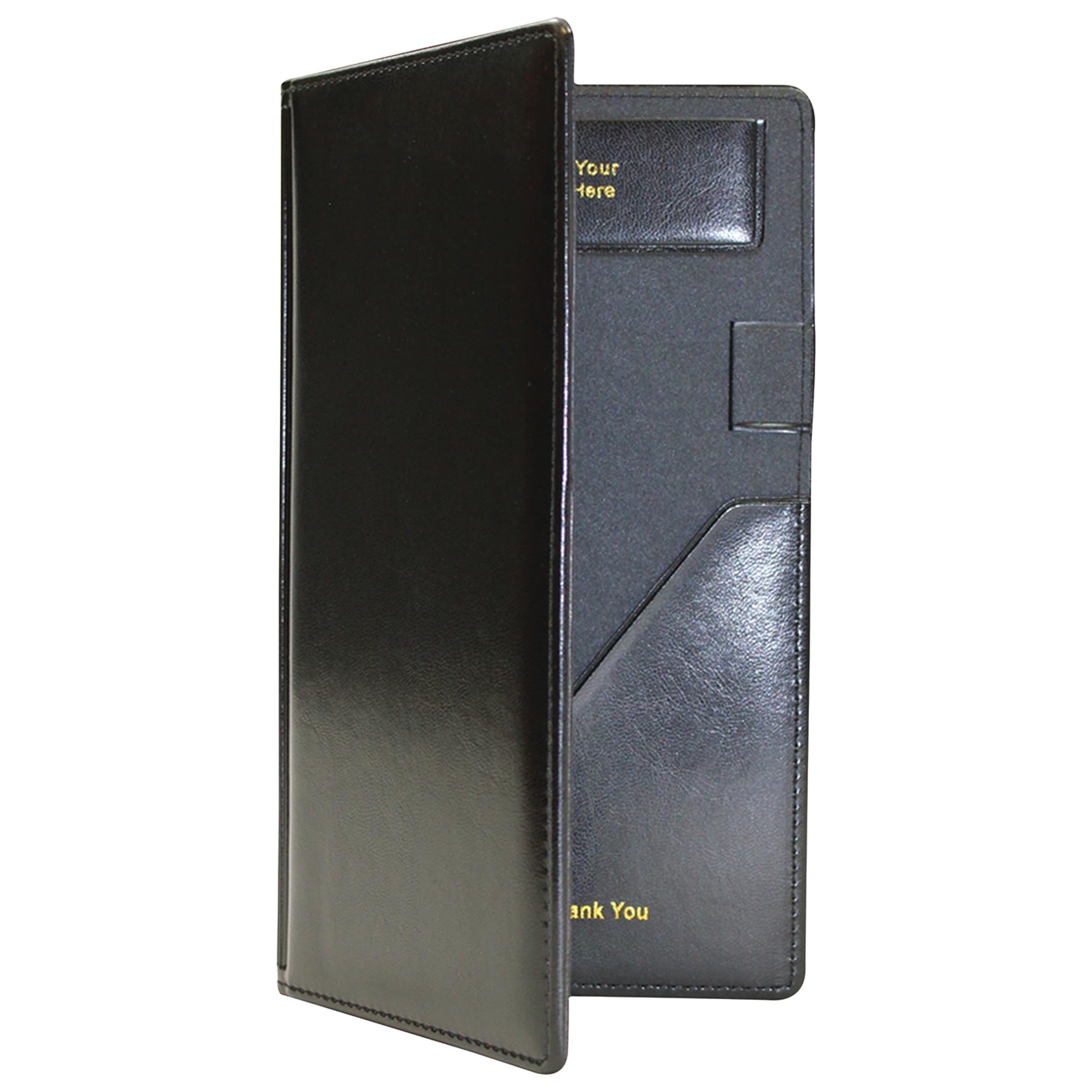 Check Holder 5.25X0.325X9 IN Vinyl Black Bi-Fold With Card Holder Thank You 1/Each
