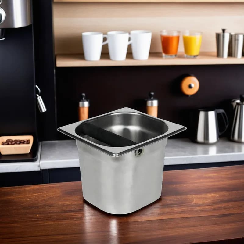 Coffee Knock Box 1/6 Size 7X6X5 IN Stainless Steel Square 1/Each