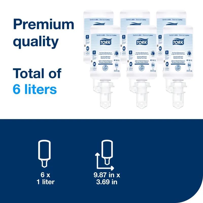 Tork Hand Soap 33.8 FLOZ Perfume-Free Clear Foaming Extra Mild For S4 1 Count/Pack 6 Packs/Case 6 Count/Case