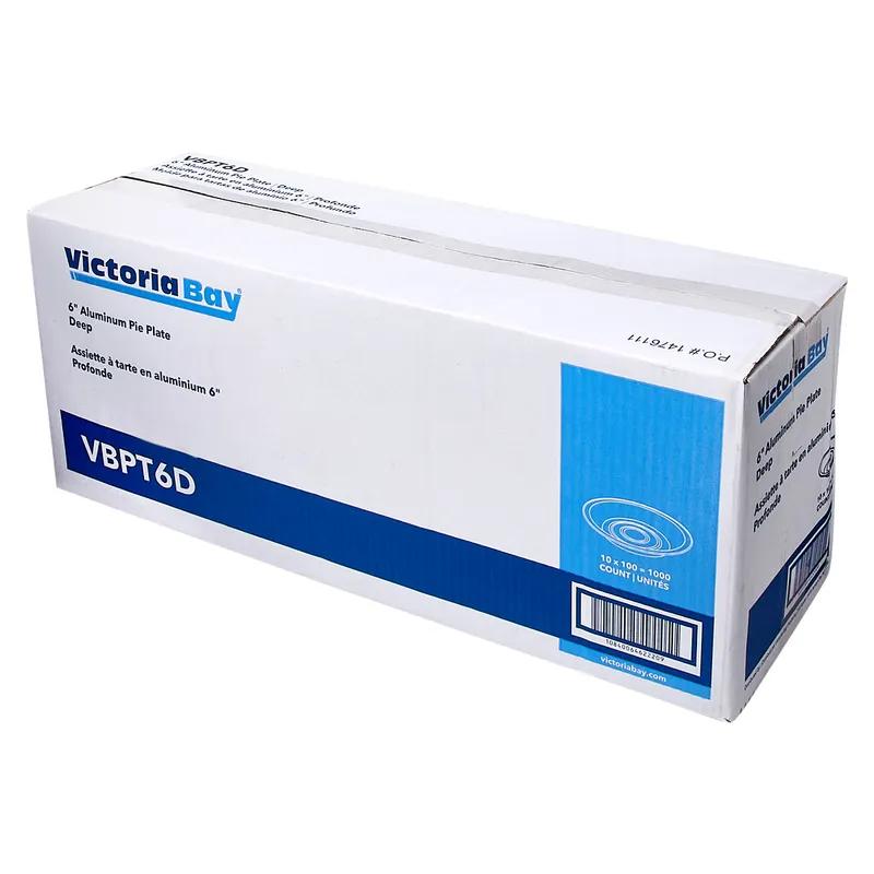 Victoria Bay Pie Pan 6X1 IN Aluminum Silver Round Deep Freezer Safe 100 Count/Pack 10 Packs/Case 1000 Count/Case