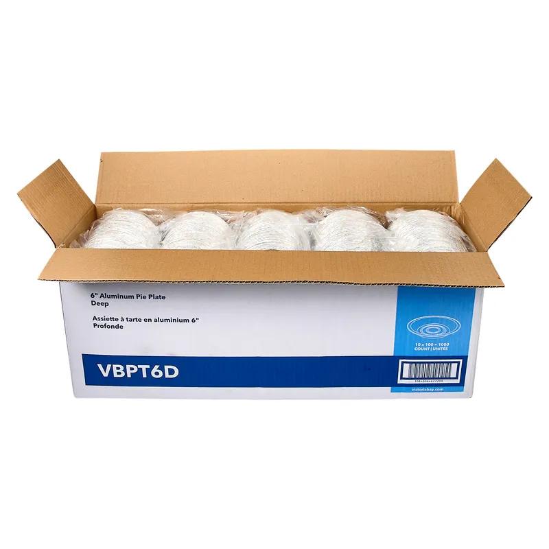 Victoria Bay Pie Pan 6X1 IN Aluminum Silver Round Deep Freezer Safe 100 Count/Pack 10 Packs/Case 1000 Count/Case
