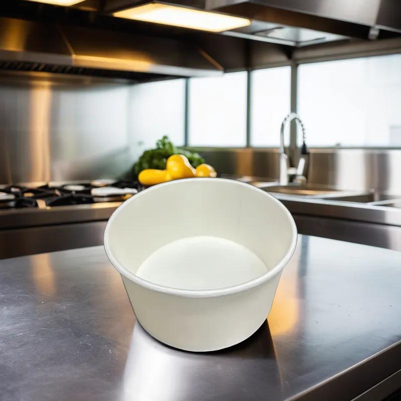 Victoria Bay Hot Food Container Base 24 OZ Double Wall Poly-Coated Paper White Round 600/Case