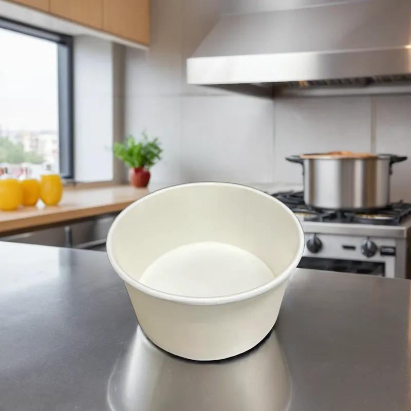 Victoria Bay Hot Food Container Base 24 OZ Double Wall Poly-Coated Paper White Round 600/Case