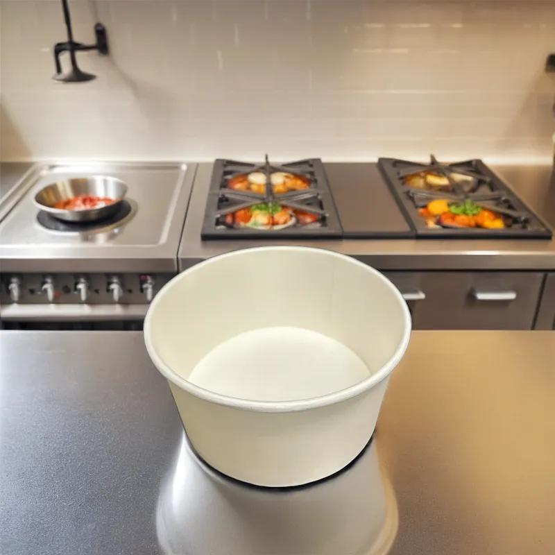 Victoria Bay Hot Food Container Base 24 OZ Double Wall Poly-Coated Paper White Round 600/Case