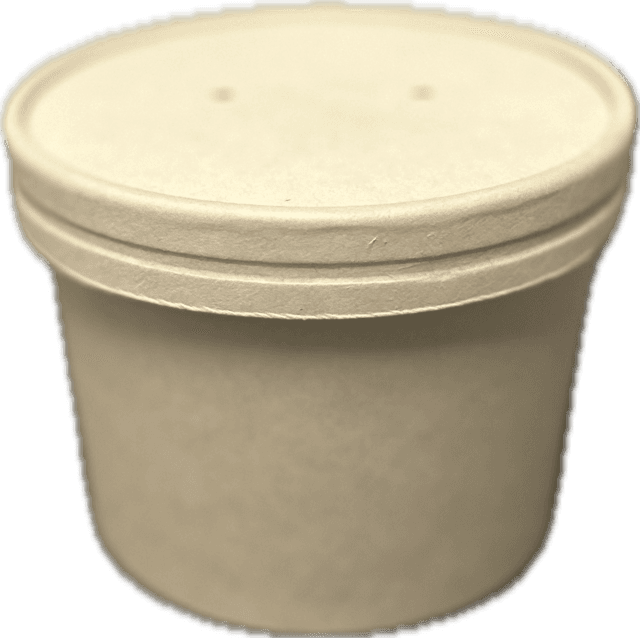 Victoria Bay Hot Food Container Base & Lid Combo 12 OZ Bamboo Pulp Fiber Kraft Round 250/Case