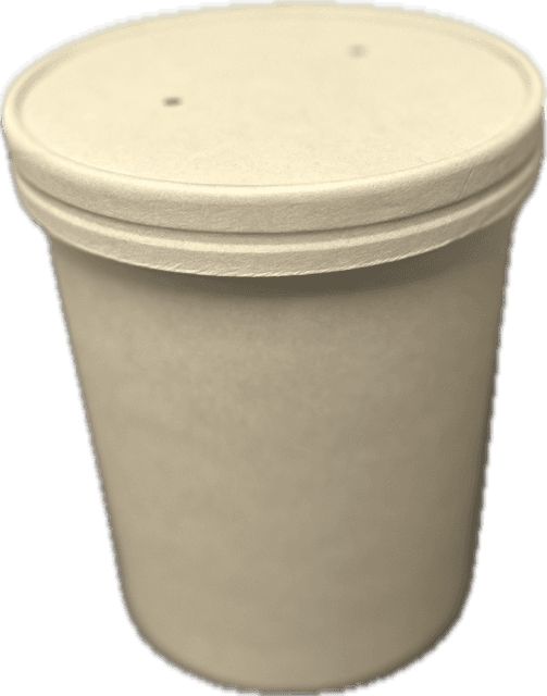 Victoria Bay Hot Food Container Base & Lid Combo 32 OZ Bamboo Pulp Fiber Kraft Round 250/Case