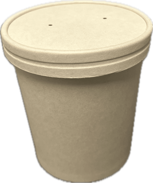 Victoria Bay Hot Food Container Base & Lid Combo 16 OZ Bamboo Pulp Fiber Kraft Round 250/Case