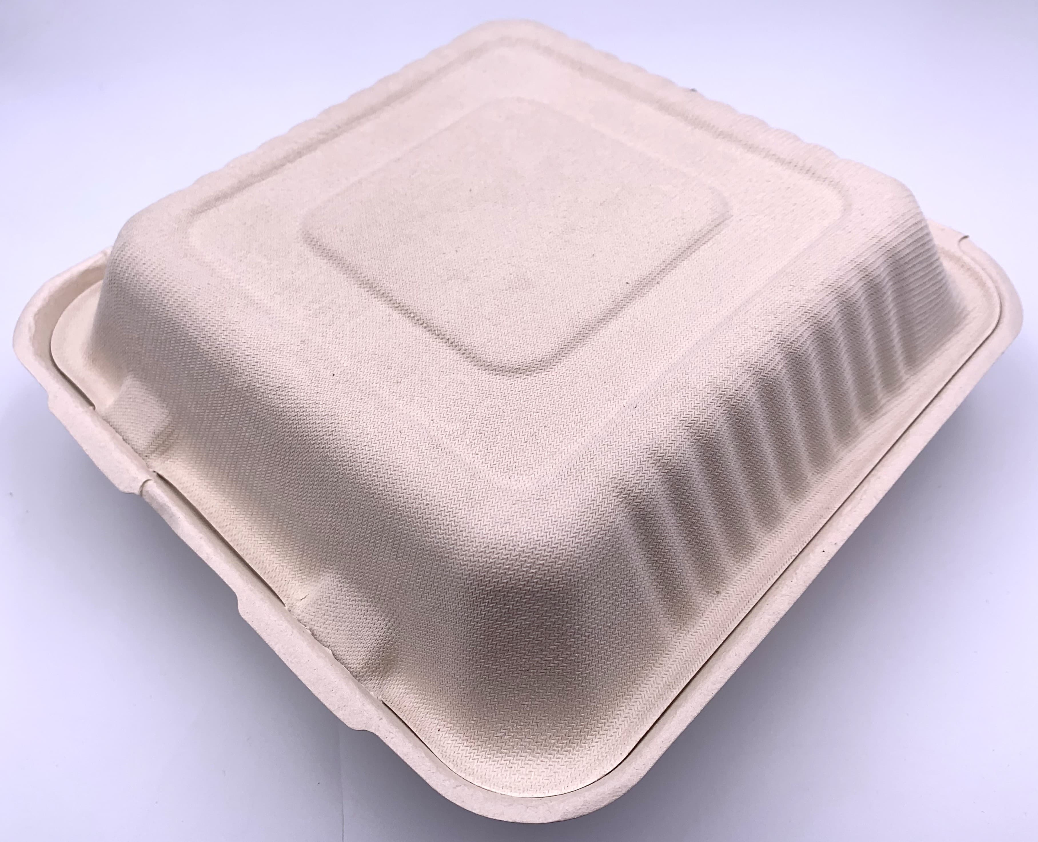 Victoria Bay Take-Out Container Hinged 9X9 IN Sugarcane Kraft Square 200/Case