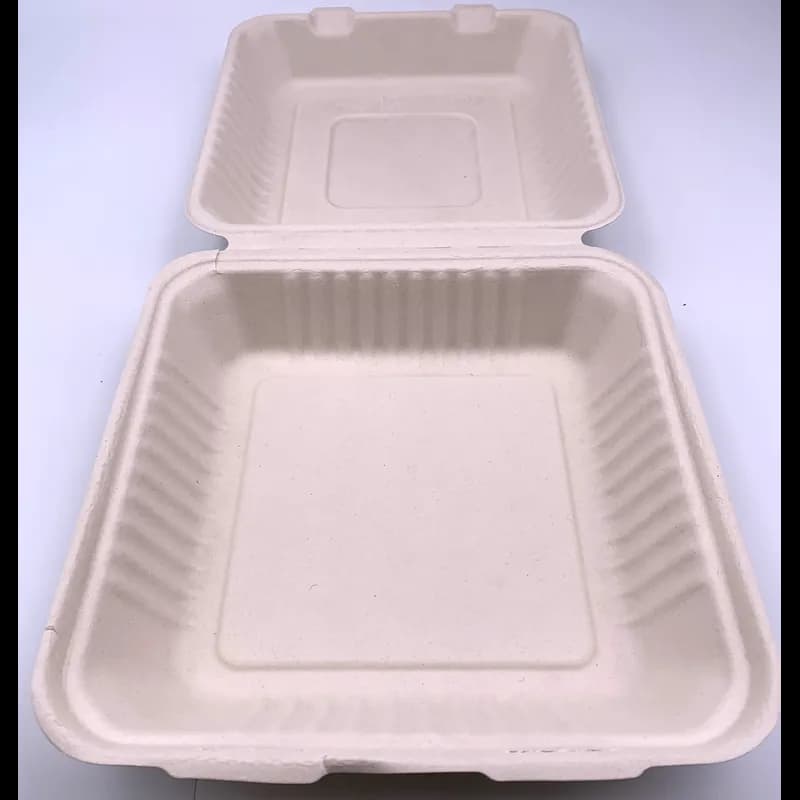 Victoria Bay Take-Out Container Hinged 9X9 IN Sugarcane Kraft Square 200/Case
