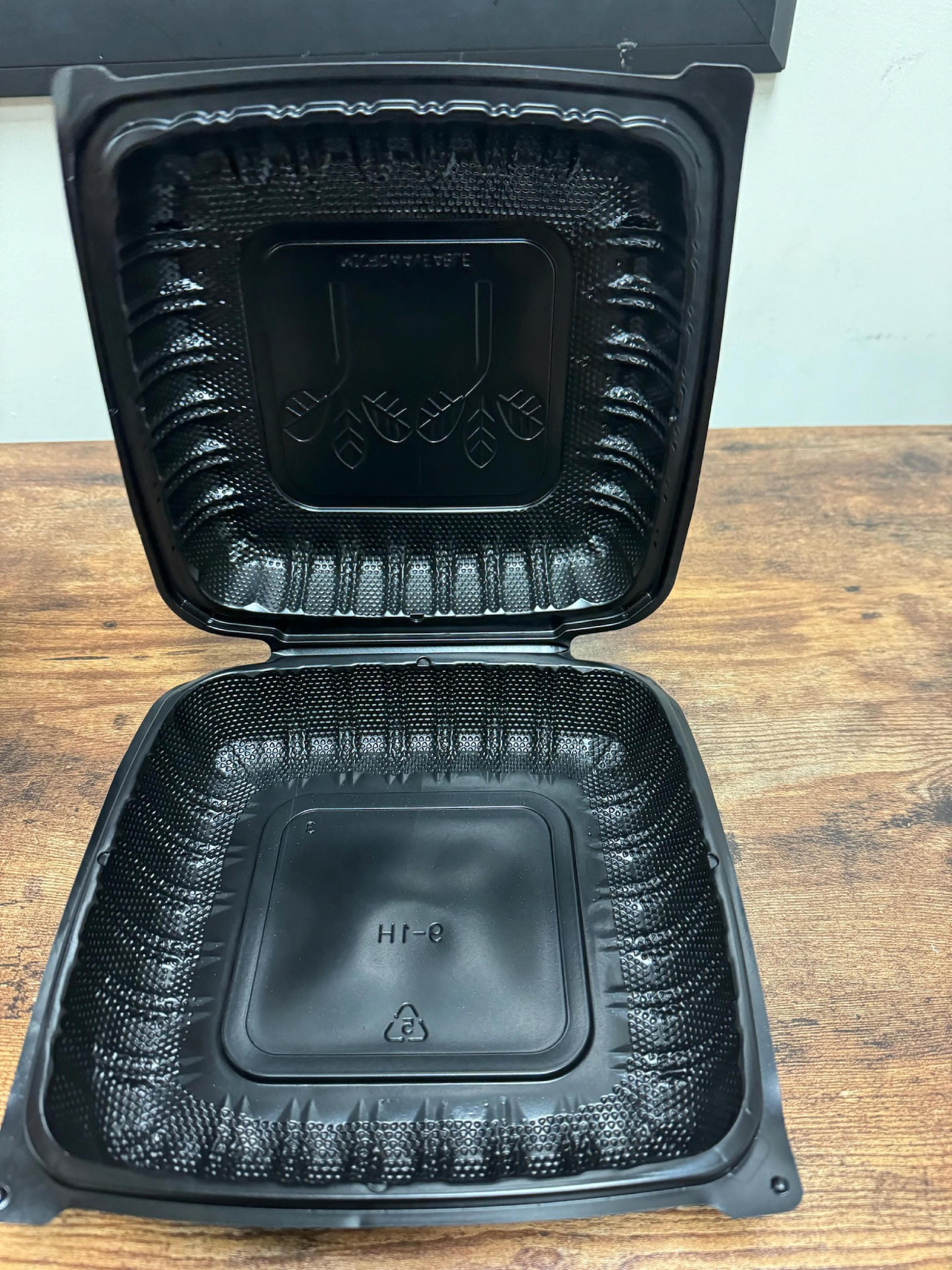 Victoria Bay Take-Out Container Hinged 9X9 IN PP Black Square 150/Case