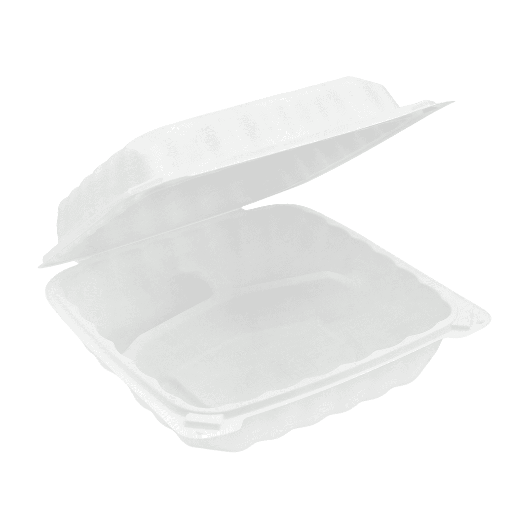 Victoria Bay Take-Out Container Hinged 8X8 IN 3 Compartment MFPP Ivory Square 150/Case