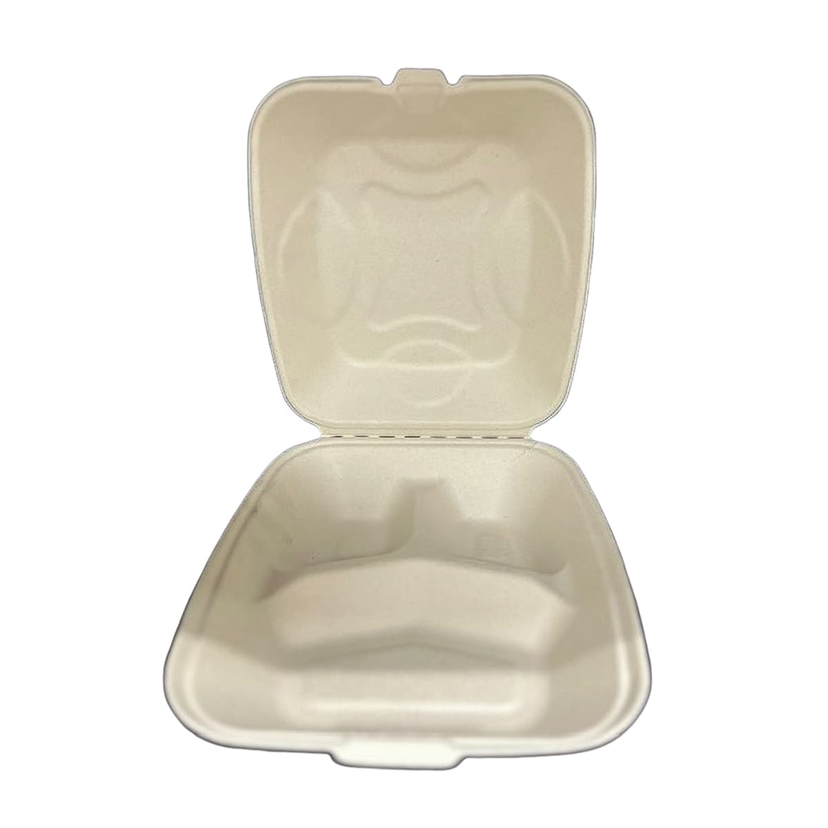 Victoria Bay Take-Out Container Hinged 8X8 IN 3 Compartment Sugarcane Kraft Square 200/Case