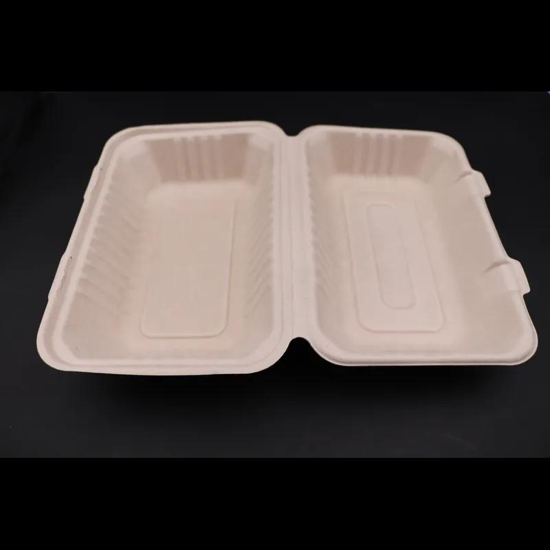 Victoria Bay Take-Out Container Hinged 9X6 IN Sugarcane Kraft Rectangle 250/Case