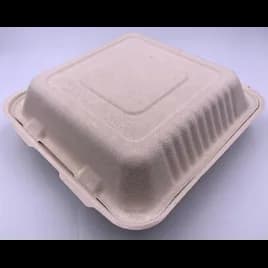 Victoria Bay Take-Out Container Hinged 9X9 IN 3 Compartment Sugarcane Kraft Square 200/Case