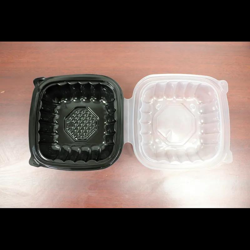 Victoria Bay Take-Out Container Hinged 6X6 IN PP Black Clear Square 200/Case