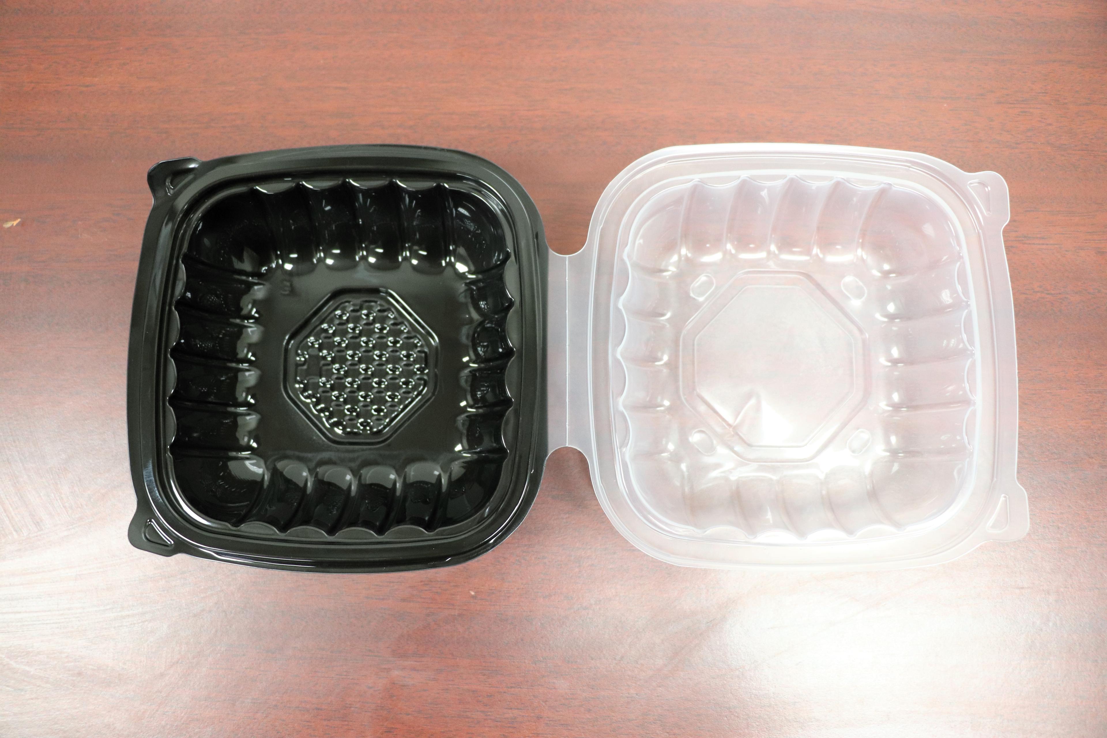 Victoria Bay Take-Out Container Hinged 6X6 IN PP Black Clear Square 200/Case
