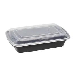 Victoria Bay Take-Out Container Base & Lid Combo 32 OZ PP Black Clear Rectangle 150/Case