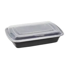 Victoria Bay Take-Out Container Base & Lid Combo 32 OZ PP Black Clear Rectangle 150/Case